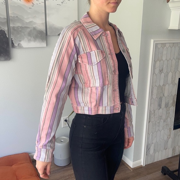 Retro Stripped Denim Jacket - Picture 2 of 3